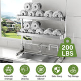 CUISIBOT Over The Sink Dish Drainer Drying Rack 3 Tier, Full Stainless Steel Dish Drying Rack Adjustable Length 20.9''-37.4'', Kitchen Sink Shelf, Organized Space-Saving Dish Rack