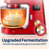 VIVOHOME 9 in 1 Multifunctional Stand Mixer with Fermentation, 6 Speed 7.5 Quart Kitchen Electric Food Mixer with Timer, Meat Grinder, Red