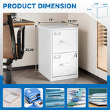BYNSOE 2 Drawer File Cabinet with Lock Vertical Filing Storage Office Home Steel Vertical File Cabinets for Letter Size File Cabinet Locked,Assembly Required