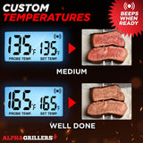 Alpha Grillers Meat Thermometer Digital - Kitchen Oven Thermometer for Cooking Food, Grilling, BBQ Smoker - 7 Preset Temperature Alerts, Timer