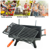 Sungmor Compact Cast Iron Charcoal Grill - Tabletop BBQ Grill with Adjustable Grate & Wooden Handles, 12” x 7” Ideal for 1-3 People - Portable Heavy-Duty Grill for Camping, Balcony & Small Spaces