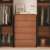 SUCSSRICH Solid Wood Dresser for Bedroom, Natural Solid Wood 6 Drawer Dresser,45.3" Tall Mid Century Modern Chest of Drawers, Closet Storage Organizer for Living Room, Bedroom