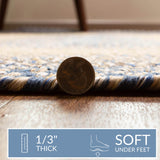 Super Area Rugs Braided Rug Round 6ft Farmhouse Kitchen Rug - Ridgewood Braided Carpet for Dining Room Table - Reversible - Indoor/Outdoor - Made in USA - Blue/Beige, 6' Round