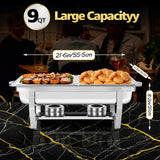 Erweater Chafing Dishes for Buffet 9QT, 4 Pack Chafing Dishes Chafers and Buffet Warmers Sets, Food Warmer for Parties, Catering Supplies Buffet Dispaly