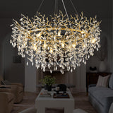 kvtinmty 16-Light Modern Large Crystal Chandelier for Dining Room, 48" Round Gold Crystal Tree Branche Chandelier, Living Room Crystal Chandelier, Crystal Chandeliers for High Ceiling,Entryway,Foyer