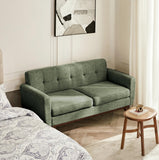 Kingfun 65.2" W Loveseat Sofa, Mid Century Modern Decor Love Seat Couches for Living Room, Button Tufted Upholstered Furniture, Solid & Easy to Install Small Couch for Bedroom Office Apartment, Green