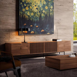 NessCarsti 94.48 Inch Mid Century Modern TV Stand for Living Room, Walnut