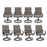 PHI VILLA Swivel Patio Dining Chairs Set of 8, Padded Textilene Mesh, Brown