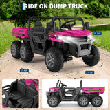 GarveeLife 24V 2 Seater Ride On Dump Truck for Big Kids - Electric Ride On Car with Auto-Lifting Bed, 4x75W Motors, Parent Remote Control & 6 Wheels - 110 Lbs Capacity, 5 MPH Kids Truck Toy