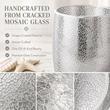 Escenzy Silver Bathroom Trash Can, Handmade Mosaic Glass 1.3 Gal / 5L | Decorative Waste Basket for Bathroom, Bedroom, Office | Luxury Silver Glitter Bathroom Decor | Glam Home Decor Gift