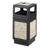 Safco Canmeleon Trash Can, 30 Gallons, Indoor and Outdoor Use, Durable & Weather-Resistant Commercial Garbage Can with Ashtray and Stone Panels, Black