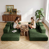 Cloud Modular Sectional Sofa, Comfy Boneless Couch for Living Room, Modern L-Shaped Couch with Reversible Chaise, Customizable Sleeper Sofa with Non Slip, No Assembly & Deep Seat, Green