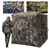 FUNHORUN Hunting Blind with Floor Mat, 360 Degree See Through Ground Blind for Deer Hunting, 2-3 Person Pop-up Hunting Deer Blind, Turkey Blind. FUNHORUN