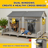 Extra Large Outdoor Wooden Dog House for 2 Dogs, Weatherproof Kennel