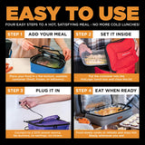 HOTLOGIC Mini Heated Lunch Box- Portable Electric Food Warmer for Men and Women - Great for Work, Office, and Construction - Cook, Reheat, and Eat on the Go - 120V - Black
