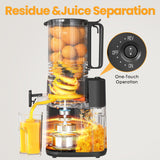 Cold Press Juicer, 5.5inch Wide Feed Chute Juicer Machine, Slow Masticating Juicer for Whole Vegetables & Fruits, Black