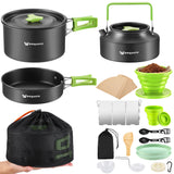 20Pcs Camping Pots and Pans Set for Outdoor Cooking - Backpacking Camp Cookware Mess Kit, Camp Kitchen Utensil Set Wesqunie