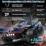 DEERC 9308E 1:16 Fast RC Cars for Boys Age 8-12 RC Monster Truck 40 KPH,All Terrain 4WD High Speed Dinosaur Truck 2 Car Shell,2.4Ghz Off-Road Remote Control Cars with 2 Batteries, Toy Gift for Kids