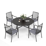 SUNSHINE VALLEY Patio Dining Set for 4, 42" Round Metal Table, 4 Chairs
