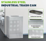 Alpine Stainless Steel Commercial Trash Can - Large Perforated 13 Gallon Trash Can Open Top, Modern Metal Garbage Can for Indoor & Outdoor in Office, Commercial Bathroom, Hotel, Lobby, and Businesses