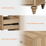 WAMPAT Farmhouse Nightstand with 3 Drawers, Set of 2 Large 3 Drawers Wood Bedside Table Night Stand, Wide Sofa Side End Table Chest of Dresser for Living Room, Bedroom, Oak, 34 inch
