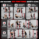 JELENS C21 Power Cage, 2000LBS Multi-Function Power Rack with Independent Dual Pulley System, All-in-One Squat Rack for Cable Crossover, Home Gym Workout Machine (Red, 230LB Black Weights)