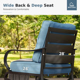 MFSTUDIO 4 Piece Metal Patio Furniture Set with Denim Blue Cushion
