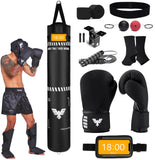 6 Ft Tall Muay Thai Punching Bag Set - Heavy Bag, Training Gloves, Hand Wraps for Kickboxing Heavy Bag, MMA 100 Lbs Bag (Unfilled) Elite Sports