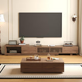 NessCarsti Mid-Century Modern Expandable TV Stand & Coffee Table Set,Walnut