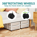 Wisuce Bamboo Under Bed Storage Containers- Underbed Organizer with Wheels with Dust Bag,Sturdy Wood Rolling Under the Bed Shoe Storage Organizer Drawers (White, 2 Pack (23.62"×16.54"))
