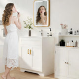 LDarqeer 30 Inch Bathroom Vanity with Ceramic Sink, Easy Tool-Free Installation Modern Farmhouse Sink Cabinet for Bathroom Remodel (White)