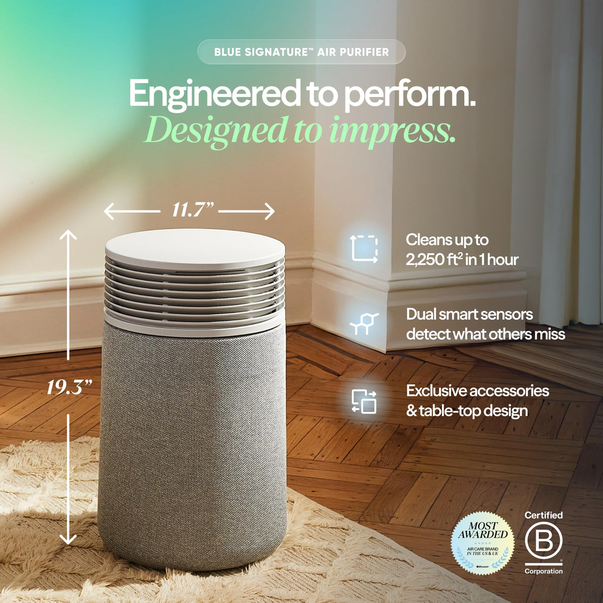 BLUEAIR Blue Signature SP3i Air Purifier for Medium Rooms up to 498 sq ...