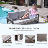 UDPATIO Aluminum Outdoor Patio Furniture Set Faux Wood Grain 6 Pcs Beige