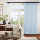 Macochico Extra Wide Natural Linen Linen Curtains Pinch Pleated for Sliding Glass Door Living Room Bedroom Light Filtering Privacy Window Treatments with Tieback, 120”Wx108”L, Light Blue, 1 Panel