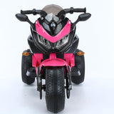 12V Electric Kids Motorcycle for 3-8 Year Old Boys Girls, 3-Wheel Ride-On Toy Motorbike with Lighting Wheels, Music Player (Connect with Phone) and Hand Drive (Pink)