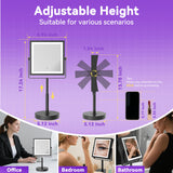 Basitool JIONIESIM Series 1X/10X Makeup Mirror with Lights, Double Sides Lighted Magnifying Mirror with 3 Colors, Height & Brightness Adjustable, Rechargeable 4000mAh Vanity Mirror (Matte Black)