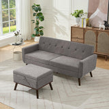 Tbfit Mid Century Modern Sofa Couch, Gray, Standard Sofa & Ottoman