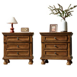 LUXOAK Fully Assembled Solid Wood Nightstand Set of 2 with Storage Drawers
