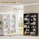 6 Tier Open Shelves Bookcase, Black Book Case with 12 Open Shelves, Freestanding Display Storage Shelves