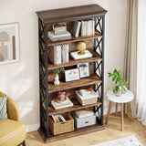 Tribesigns 6-Tier Bookcase Set of 2, 71 Inches Industrial Bookshelves and Bookcases, Floor Standing 5 Shelf Display Storage Shelves Tall Bookcase for Home Office, Living Room, Bed Room