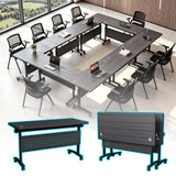 Modular Conference Tables with Silent Wheels and 2 Cable Grommets Modern Flip-Top Training Table