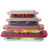 COOK WITH COLOR 8-Piece Deep Glass Baking Dish Set with Plastic Lids – Casserole and Food Storage Containers for Lasagna, Leftovers – Freezer-to-Oven, Microwave & Dishwasher Safe, Rose
