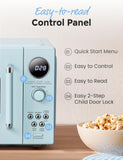 COMFEE' Retro Microwave Oven, Small Microwave with 6 Auto Menus, 0.9 cu.ft Countertop Compact Microwave with Multi-stage Cooking, Mute Function, LED digital, Green/900W, CMO-MMP02AA(GN)