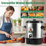 Huanyu Electric Water Bath Canner Automatic 28.5QT Large Canning Pot 2000w Adjustable Temp&Timer with Drain Tap Includes Jar Lifter, Funnel for Preserving Canned Food, Jam, Sauce, Soup Homeuse