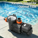 3HP Variable Speed Pool Pump for In Ground and Above Ground Pools 220V