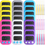 Leumoi 24 Packs Small Digital Kitchen Timer with lanyards Magnetic Back and Switch Minute Second Count up Countdown Big LCD Display Loud Alarm for Teacher Cooking Baking, Colorful