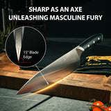 Knife Set with Block, Kitchen Knife Set 15-Piece with Sharpener - High Carbon Stainless Steel Dishwasher Safe Knives with Ergonomic Handles for Chef & Home
