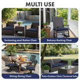 Navy Linen Outdoor Chair Cushions Set of 2, 19x19x3 Inch Waterproof Patio Seat Cushions for Outdoor