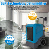 310 Pints LGR Commercial Dehumidifier with Built-In Pump and Drain Hose – Portable, Heavy-Duty Dehumidifier with Wheels MOUNTO