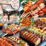 Folding Barbecue Grill, Portable Charcoal Grill with 360 Degree Rotating Cooking Grille, Cooking Grill with Adjustable Tray, Suitable for Outdoor Camping Picnicking Backyard Garden Parties